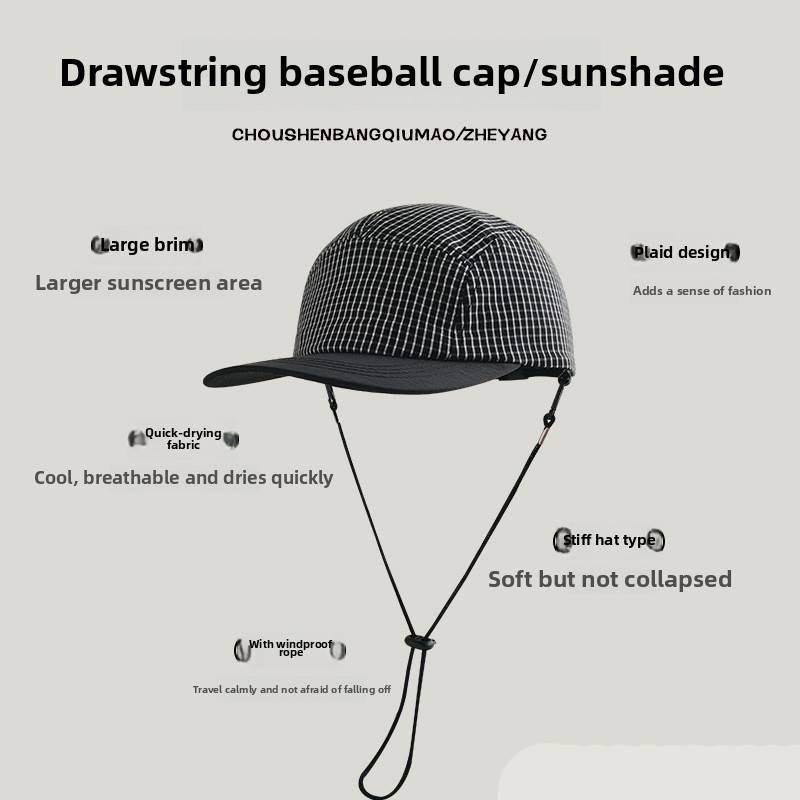 Baseball Cap Peaked Hat Breathable Grid Pattern Uv Protection  Adjustable Gift