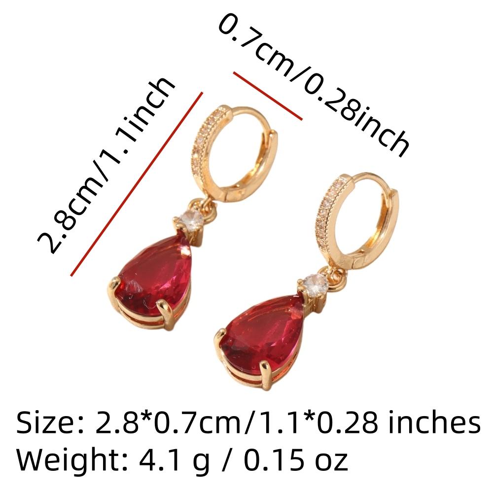 Simple Pink Water Drops Dangle Earrings for Women Zirconia Earring Jewelry Wedding Party Accessories
