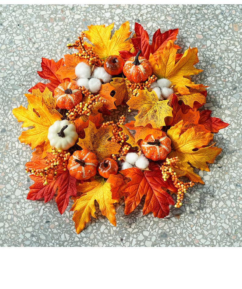 Autumn Harvest Sunflower & Maple Leaf Wreath for Thanksgiving Doorway Decoration