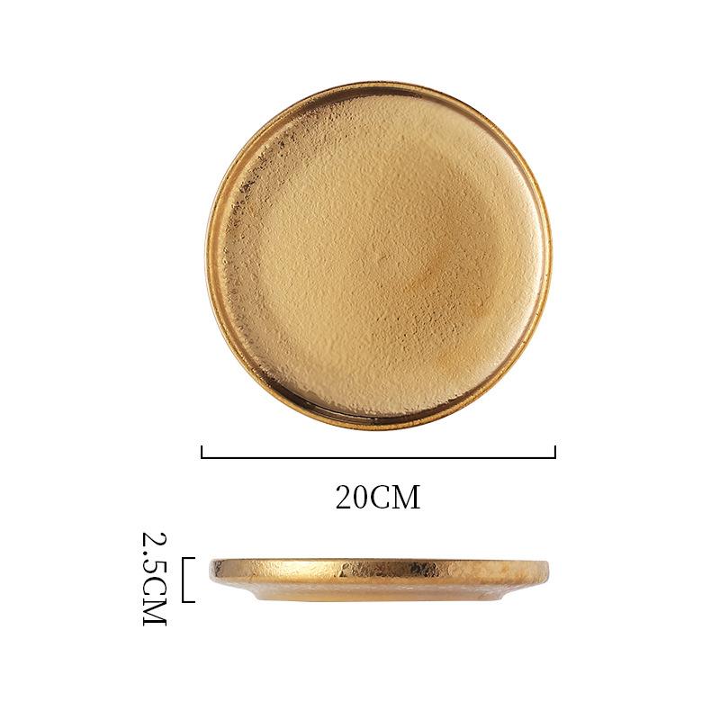 Electroplated Ceramic Plate Gold And Silver Plate Pendulum Decorative Plate Western Food Nordic Disc Light Luxury Tableware