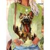Women's Dog Fun T-Shirt Long Sleeve T-Shirt 3D Printed Round Neck Shirt Designer Retro Street Casual Daily Spring and Autumn Clothing S-XXL