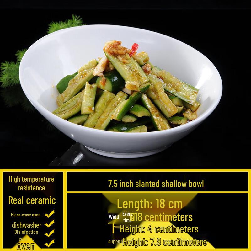 European Ceramic Slanted Shallow Bowl