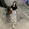 Fake Two Summer New Waist Thin Floral Dress Large Size Fat Mm Design Sense Niche Skirt Women