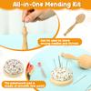 1Set Wood Darning Supplies Kit Darning Egg/Mushroom Weaving Tool Set with Threads Needle Small Patch Sewing Tool Patchwork Tools