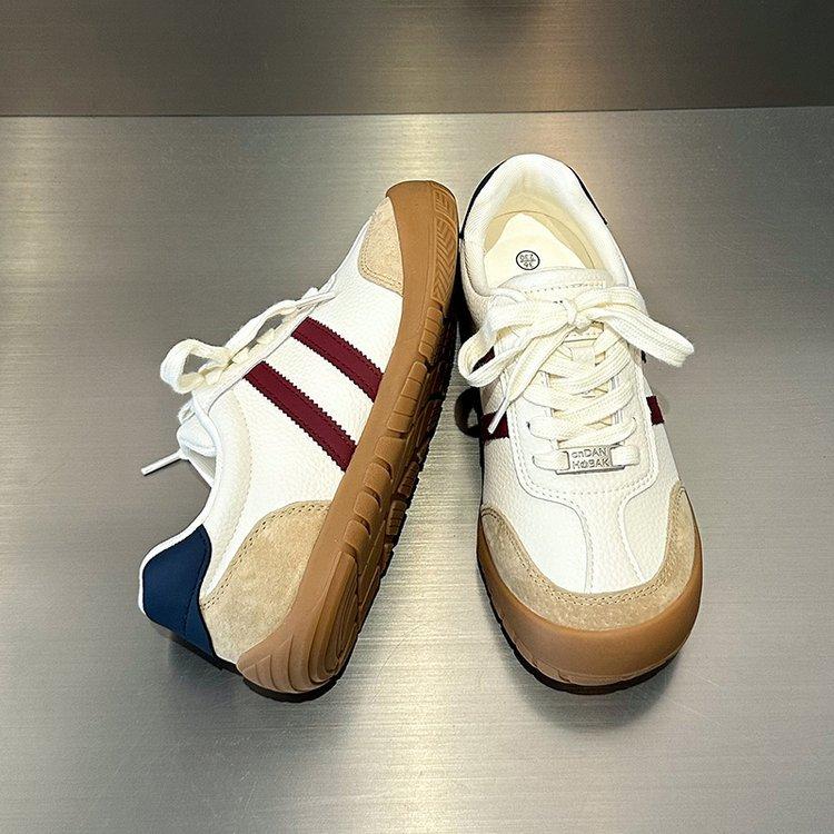 Cowhide Version~ Maillard Wind and Moral Training Shoes Women's 2025 New Spring and Autumn School Shoes Flat-bottomed Running Casual Board Shoes
