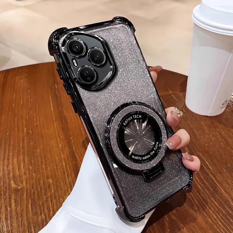 Für Honor400Lite Hülle Luxus Glitzer Halter Hülle Für Honor 400 Pro X7A X8A X8B X8C X9B Nova13 Schwach magnetisch Glitzer Weiche Abdeckung