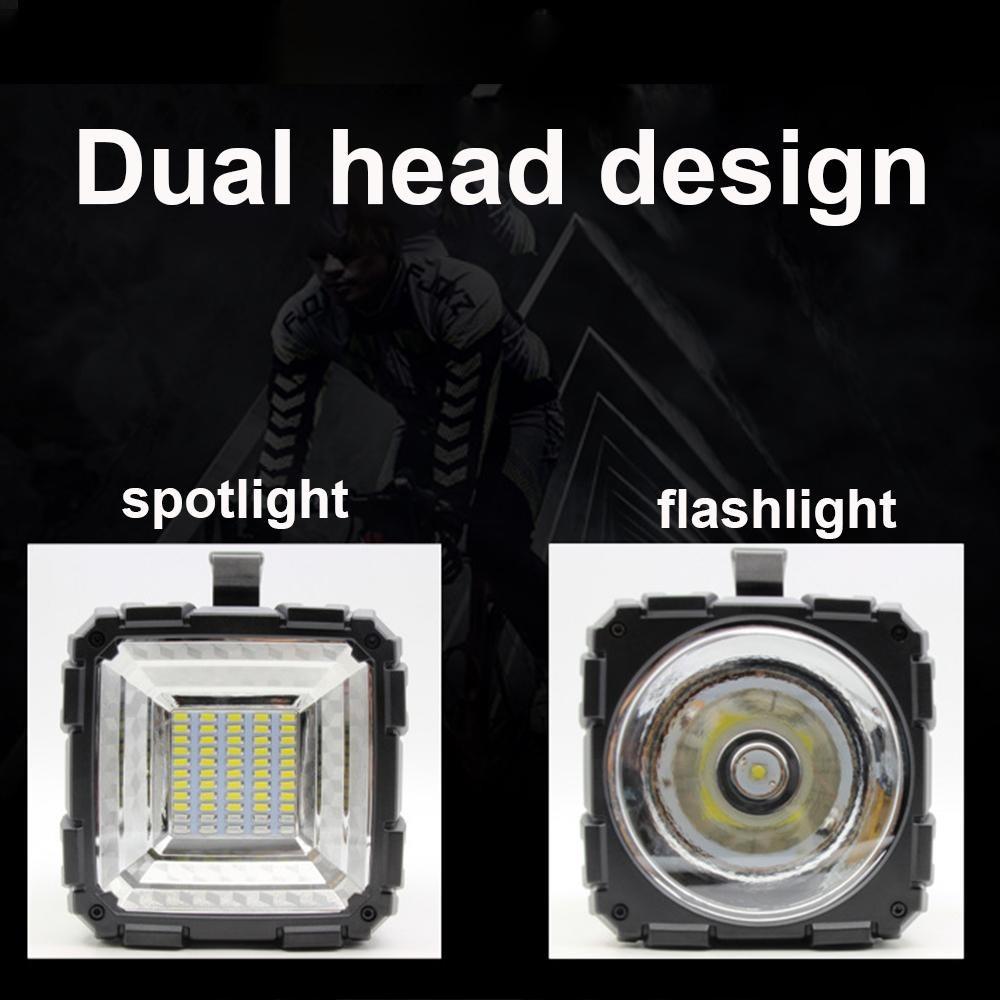 XHP70 Superhelle Doppelkopf-Taschenlampe 200W Wiederaufladbare LED-Taschenlampe Wasserdichte Handheld-Arbeitsleuchte Scheinwerfer Camping