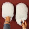 2025 New Women House Slippers Elegant Outdoor Round Toe Shoes Women Luxury Thickened Fluff Fur Slippers Flat Half Slides Woman