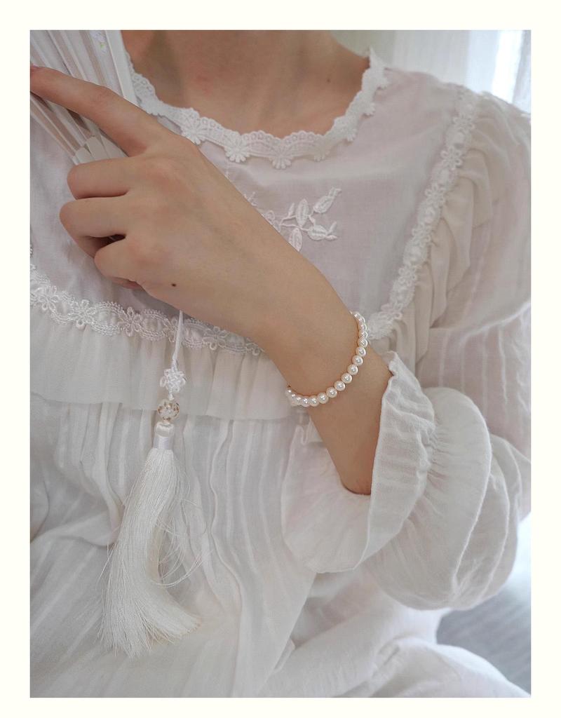 2025 New 6-7mm Near Round Freshwater Pearl Bracelet with 18k Gold-Plated Copper - Light Luxury, Simple & Versatile Style