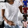 Blusas y camisas informales de manga corta con cuello en O y estampado de Color sólido a la moda para mujer