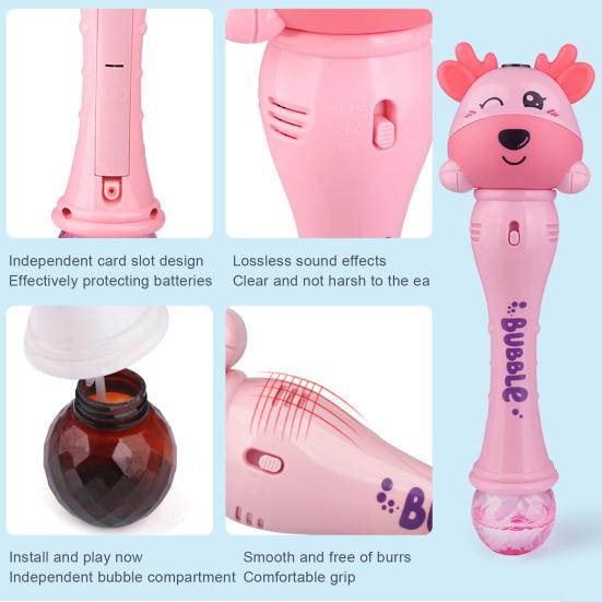 Cartoon Animal Bubble Maker Wand with Sound Light Cow Deer Shape