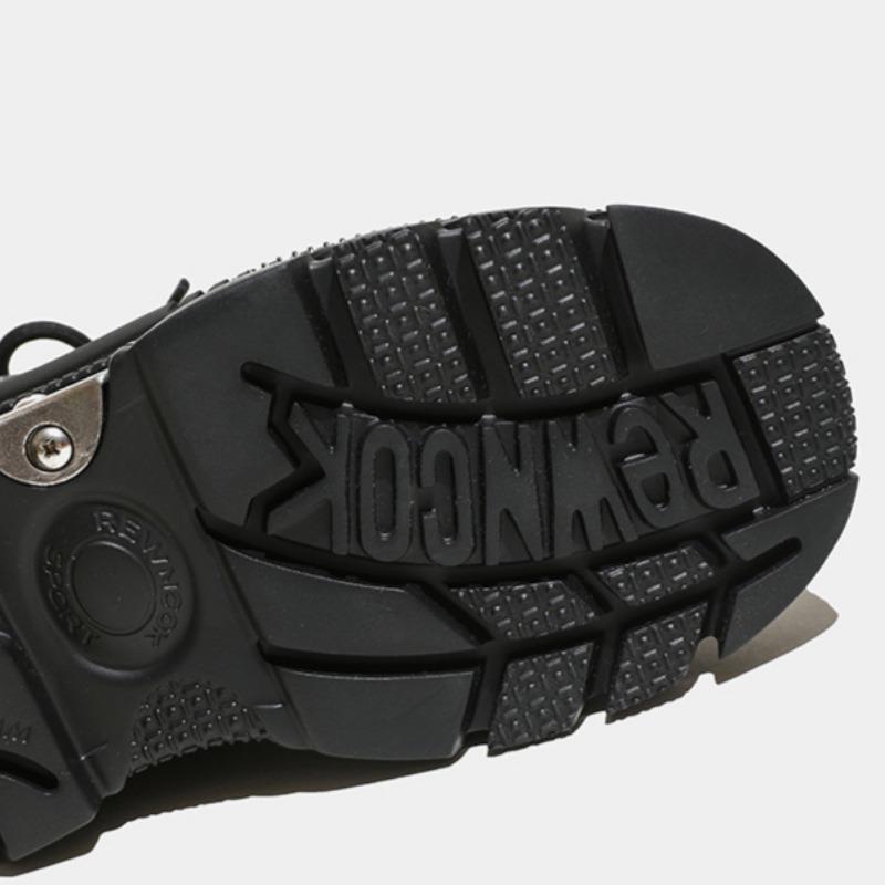 Chaussures basses en métal à semelle muffin pour papa, chaussures polyvalentes à plateforme et à tête ronde, style punk, pour femmes