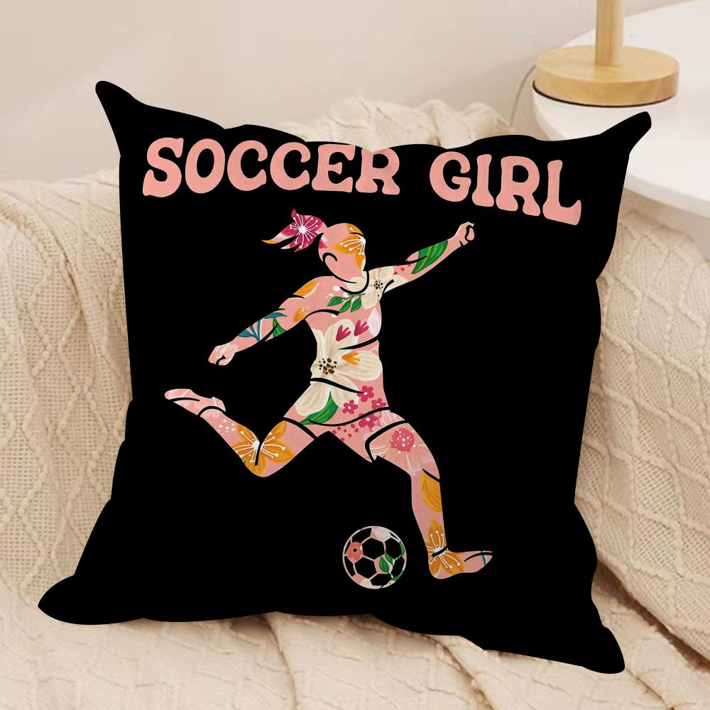 Soccer Lover Football Cushion Cover Soft Plush Fabric DoubleSided Printed Cushion Covers for All Seasons Modern HomeDecor Gift