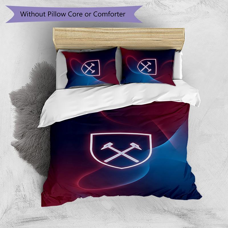 Set Lenzuola Stampato West Ham United Football 3 Pezzi, Comodo Set Copripiumino per Camera da Letto Amico della Pelle
