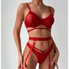 Women Push Up Mesh Bra Garter Bandage Sexy Lingerie Set Transparent Patchwork See Through Erotic Set Mesh Brief Kit