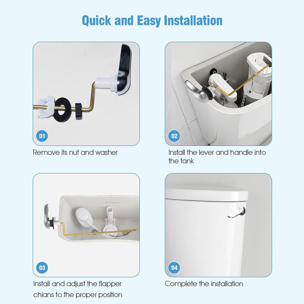 Kit de înlocuire a mânerului universal pentru toaletă din aliaj - Mâner de spălare a rezervorului de toaletă cu montare laterală,
