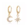 Asymmetrical Star & Moon Rhinestone Earrings - Korean Fashion Trend for Women