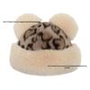 Leopard Print Bear Ears Plush Hat with Fleece Lining - Women's Warm Autumn/Winter Ear Protection