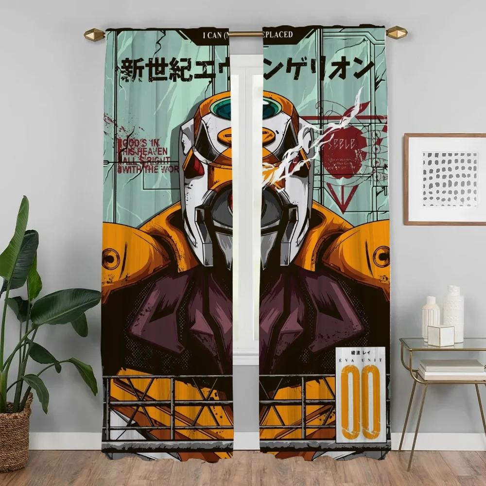 Set Of 2 Elegant Curtains Evvangelionn Partition Halloween Decoration Shades Kitchen Living Room Curtain Light Blocking For Sitting Made Polyester