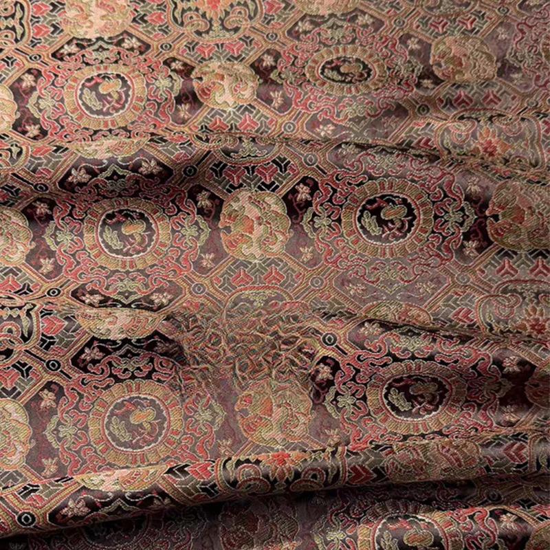 Traditional Song Jin Embroidered Silk Fabric Floral Pattern Ethnic Style for Sewing Clothing Coat Dress Chinese Hanfu Fabric