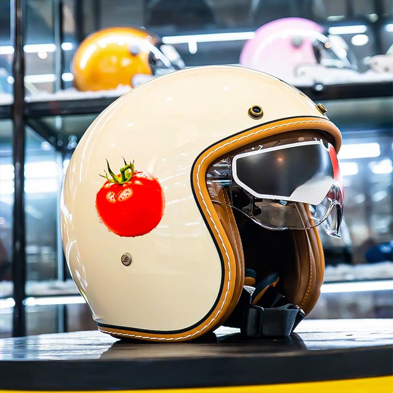 1PC 3D Effect Tomato Motorcycle Sticker Waterproof for Motorbike Fuel Tank Helmet Funny Decor Cover Scratches Laptop Vinyl Decal