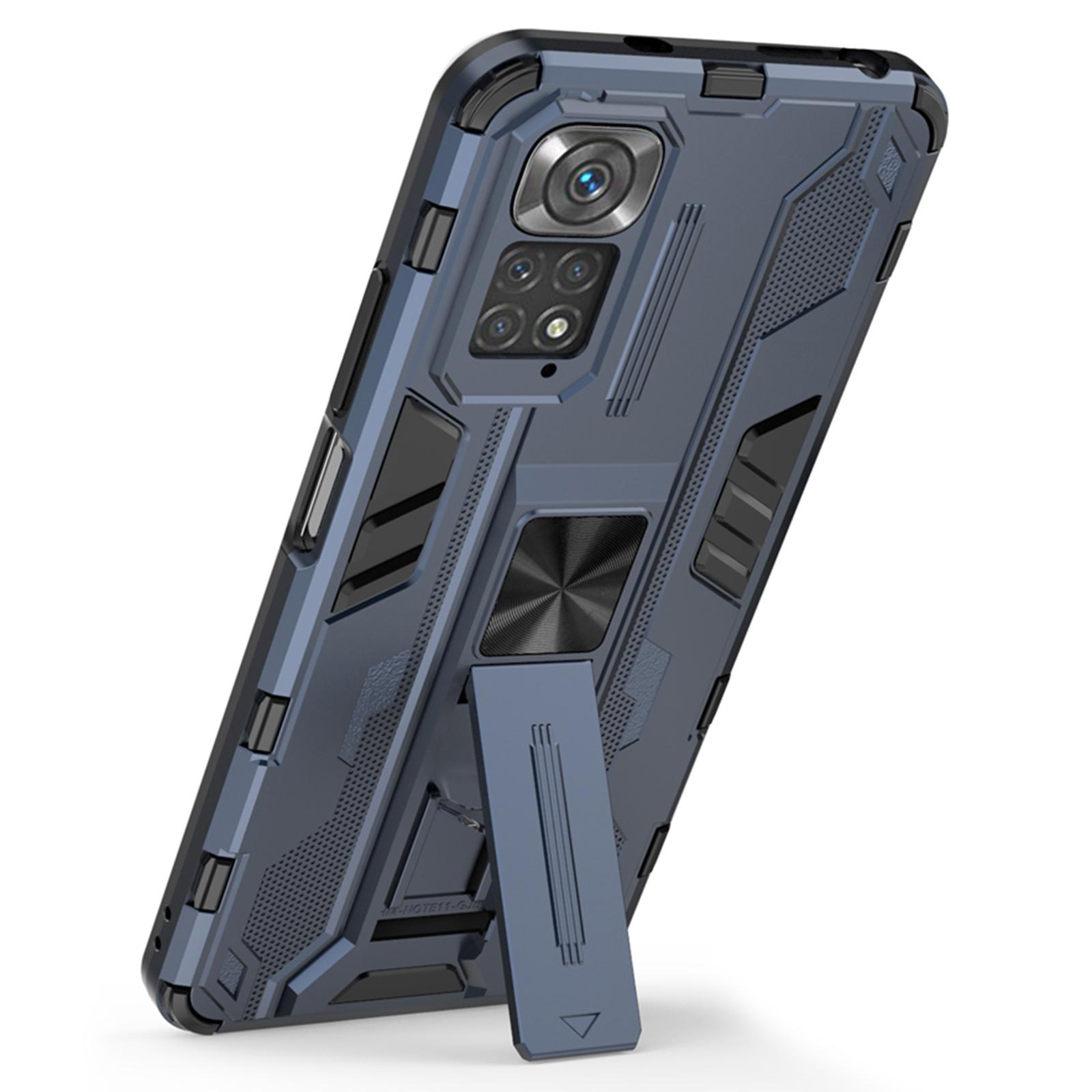

For Xiaomi Redmi Note 11 4G (Qualcomm)/Note 11S 4G Anti-fall Protection Soft TPU Hard PC Phone Case Kickstand Cover Red