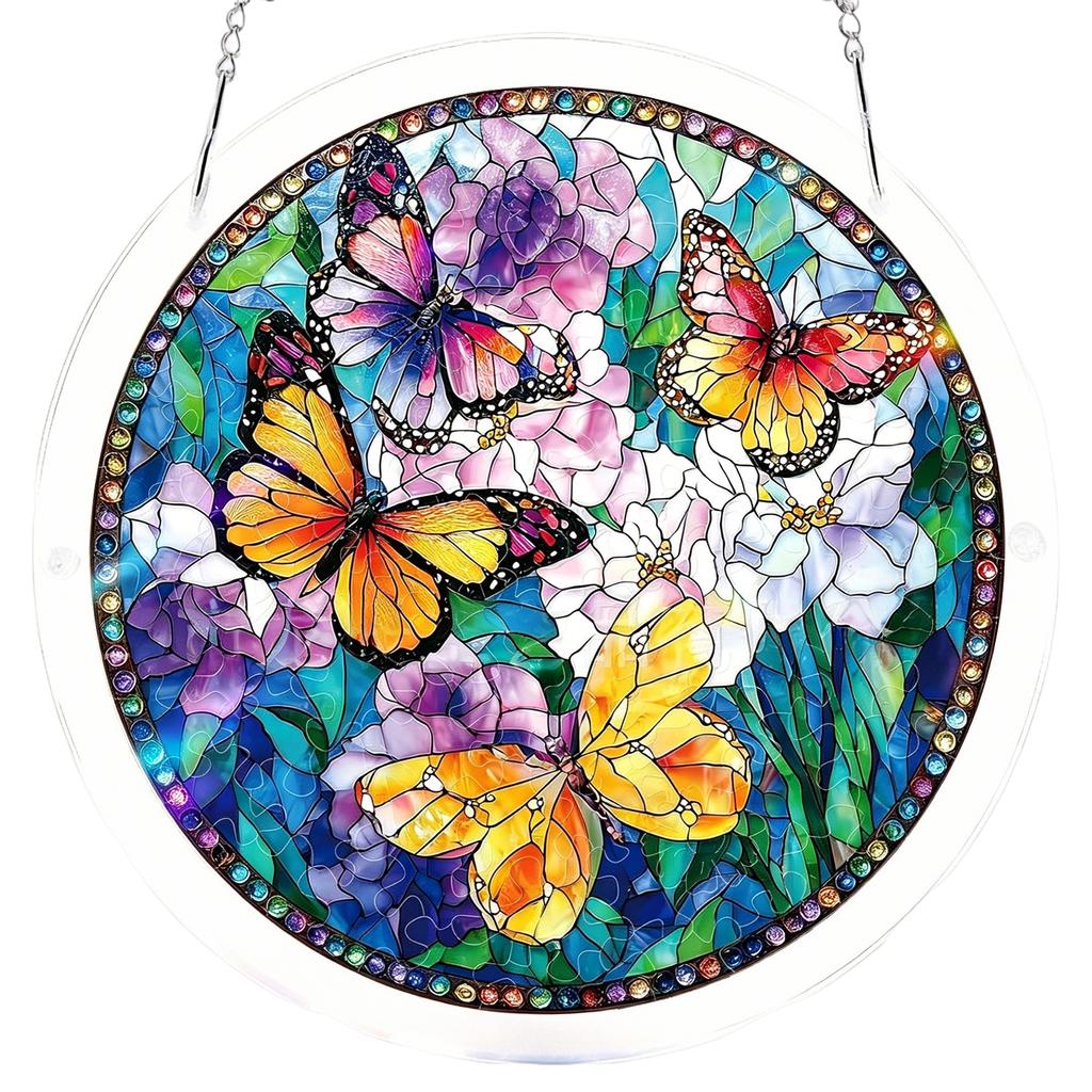 Acrylic Window Hanging Pendant with Chain Printed Decoration Suncatcher Decorative Puzzle Sun Catchers Gifts for Women Men Mom
