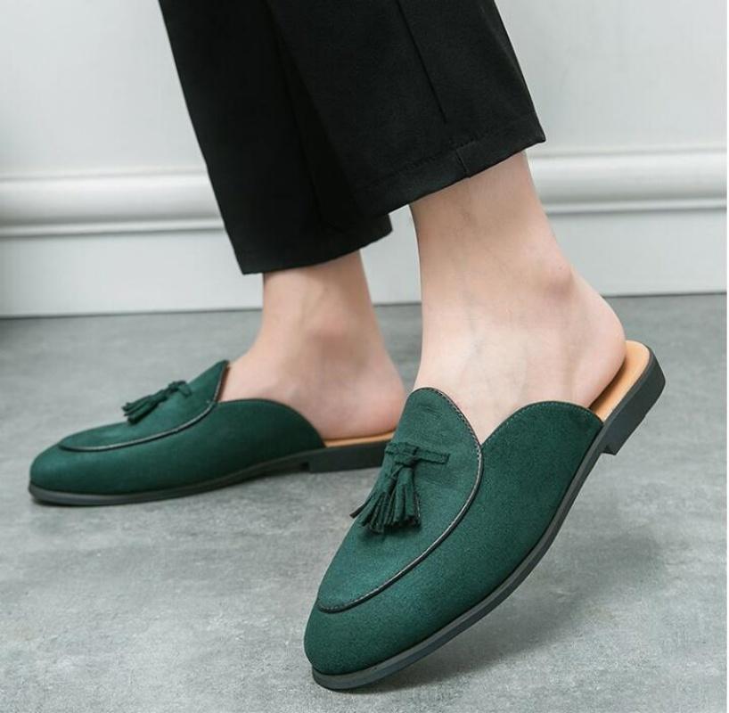 Nowe męskie zielono-czarne półpantofle do jazdy samochodem, casualowe, lakierowane, zamszowe, mokasyny, oddychające, mokasyny, Zapatos Hombre