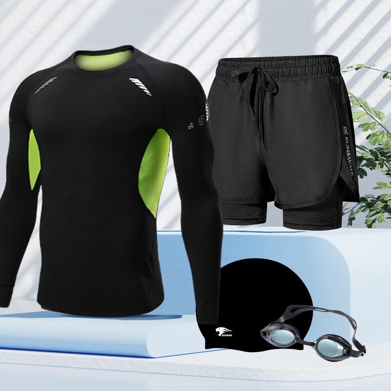 

WEZHO Men s Long-Sleeve Quick-Dry Swimwear Set