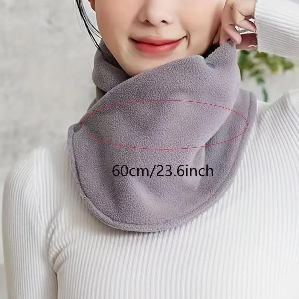 Classic Solid Color Snap Neck Winter Thickened Fleece-Lined Warm Neck Gaiter for Men and Women Winter Windproof Cycling Scarf