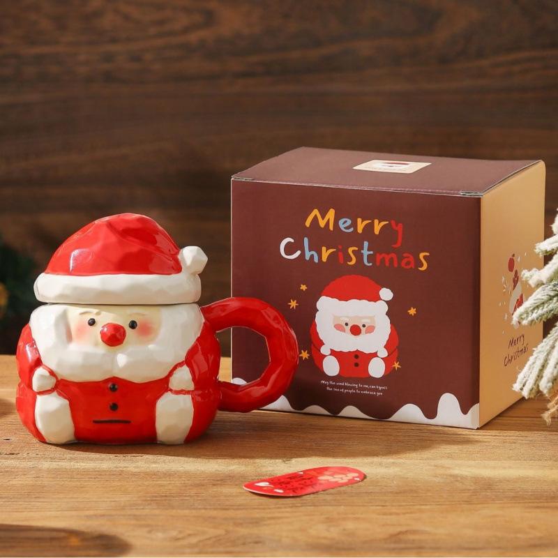 Christmas ceramic cup cute three-dimensional Santa mug souvenir water cup Christmas gift 350ML