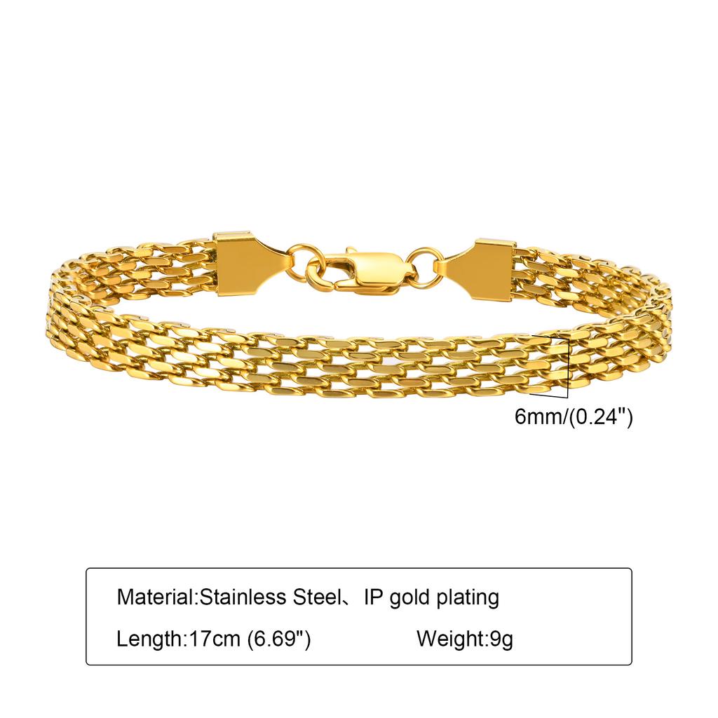 Paperclip Chain Bracelet for Women,Gold Color Stainless Steel Rectangle Link Bracelets,Cable Dainty Girls Layering Jewelry