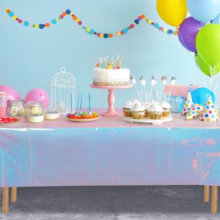 Color Changing Aluminum Film Tablecloth Disposable Water Resistant Stains Resistant For Instants Party Setups And Decoration
