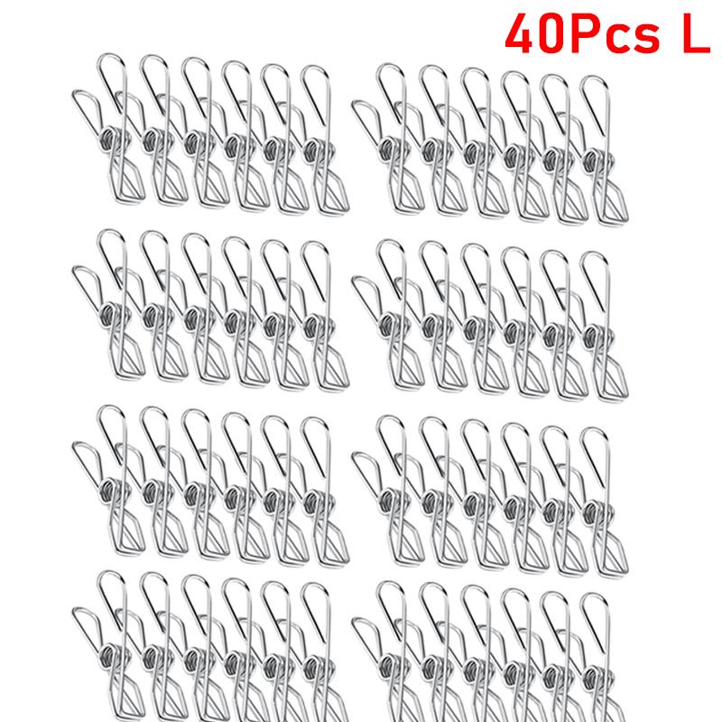 10/20/40Pcs Clothespin Clips 5cm 6cm Stainless Steel Clips Washing Bedspread Hang Metal Home Storage Tool Laundry Clothes Pins