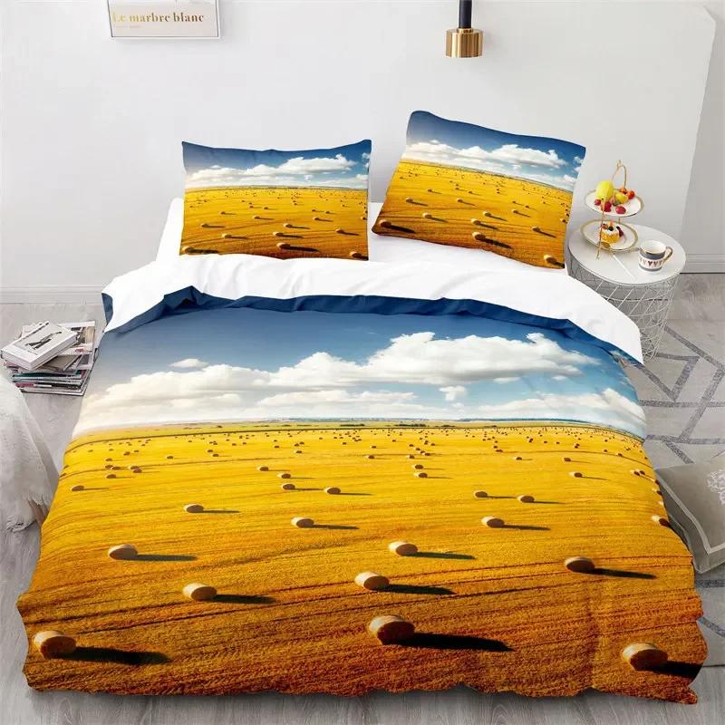 Gold Wheat Field Duvet Cover Natural Scenery Print Bedding Set Microfiber Twin Queen King Comforter Cover For Kids Adults Decor