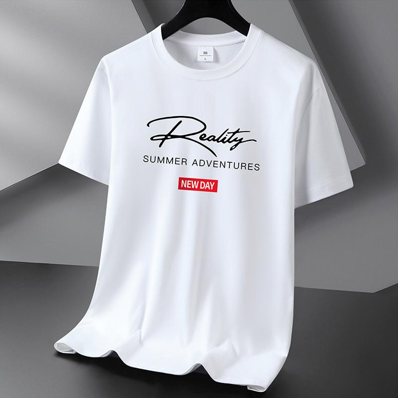 10 цветов футболка из чистого хлопка с коротким рукавом мужская повседневная свободная футболка с круглым вырезом большой размер S-6XL 6XL белый 1257₽