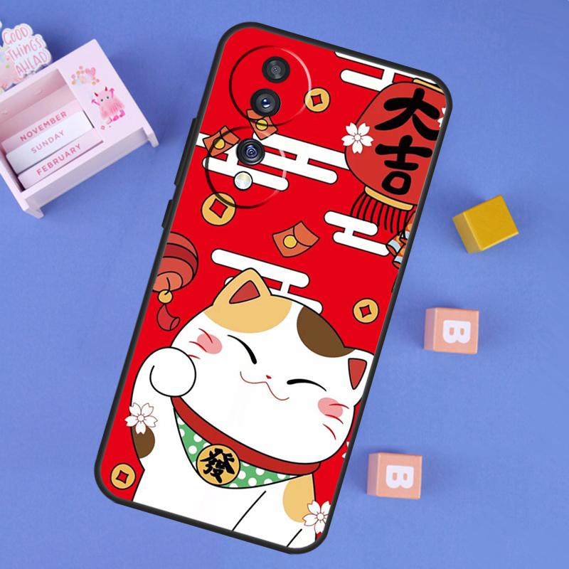 China cute lucky cat Case For Honor Win RT 400 200 Pro 50 70 90 X9a X9b X9c X9d X8b X8c Magic 8 Pro 6 7 Lite Cover