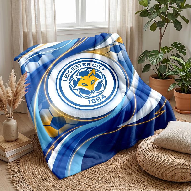Leicester City Fußball Druck Flanell Decke, Weiche Warme Leichte Überwurfdecke für Sofa Bett Camping