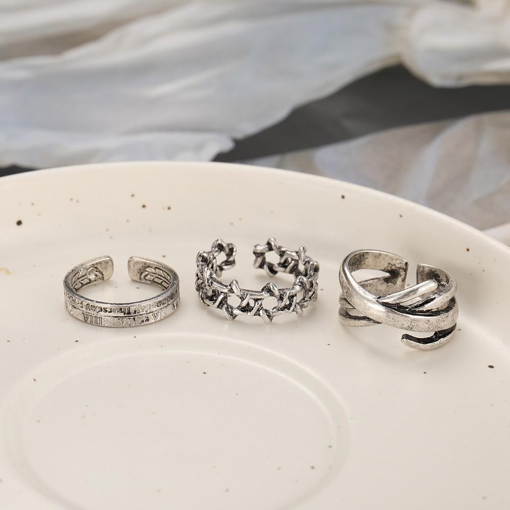 Punk Snake Gothic Silver Color Finger Ring Set 6PCS For Women  Heart Butterfly Wing Angel Wings Cupid Charms Rings Jewelry
