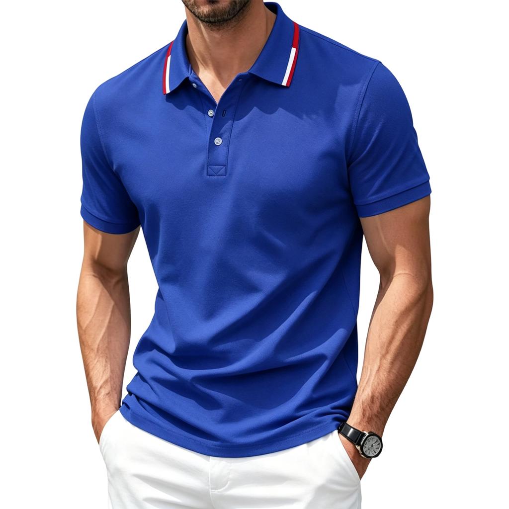 Men’s Short Sleeve Polo Shirt with Breathable Athletic Fabric Classic Turn-down Collar and Quick Dry Design for Summer Sports Casual Wear