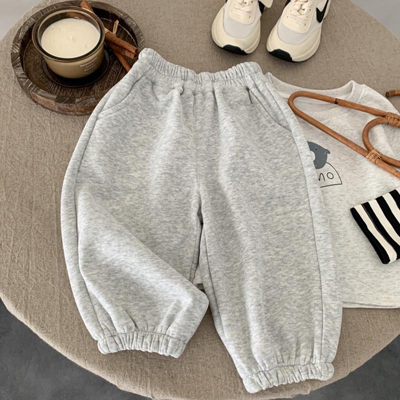 

2025 Autumn/Winter Cartoon Children s Sweatpants - Korean Style Casual Long Pants for Boys and Girls 90cm белый/серый