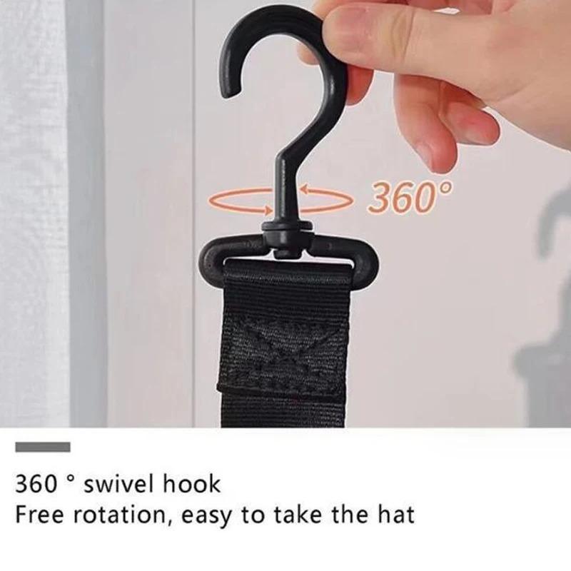 Baseball Hat Hanger Organizer with 8 Strong Grip Anti-slip Clips Rotatable Closet Door Back Wall Hanging Hat Storage Display Hook Holder