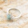 Retro Three-Piece Diamond and Turquoise Stackable Ring Set for Women