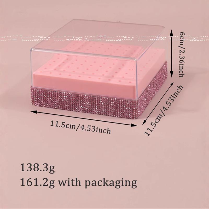 100 Holes Nail Drill Bit Holder  Bling Stand Display Organizer Dust Proof Storage Container Box Case Nail Salon