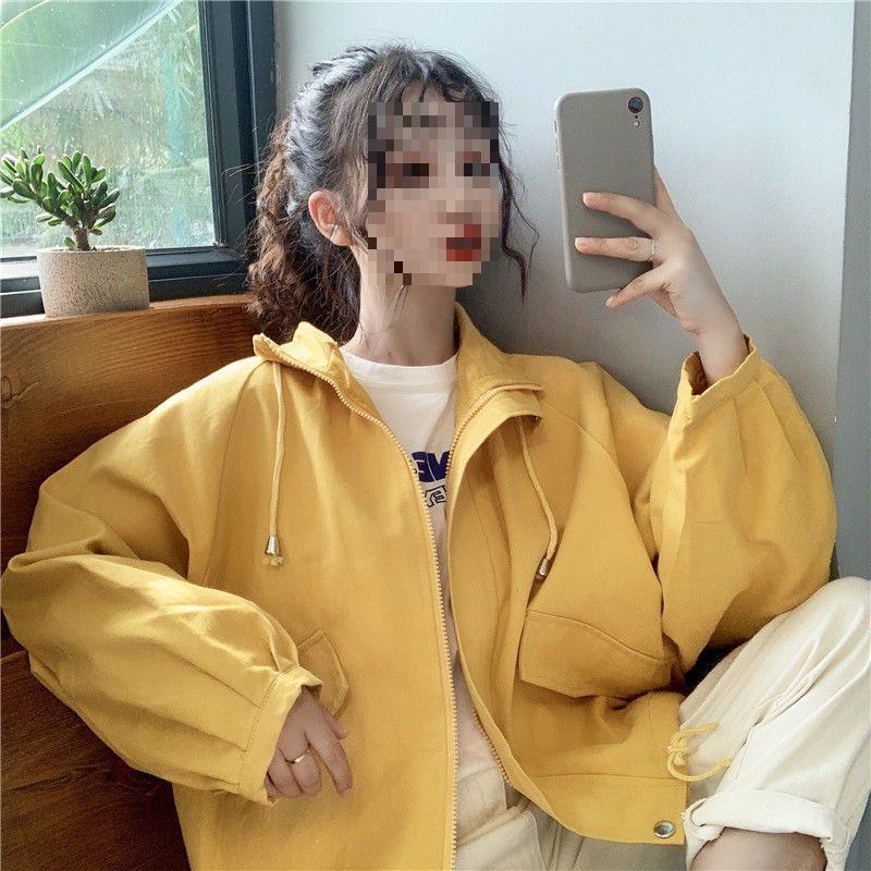 Autumn Winter Loose Fit Drawstring Jacket for Women - Korean College Style Casual Outerwear