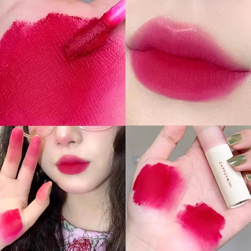 Spring Tulips! Matte Lip Mud and Lip Glaze in Nude Colors, Peach Pink, Non-Stick Cup Lipstick