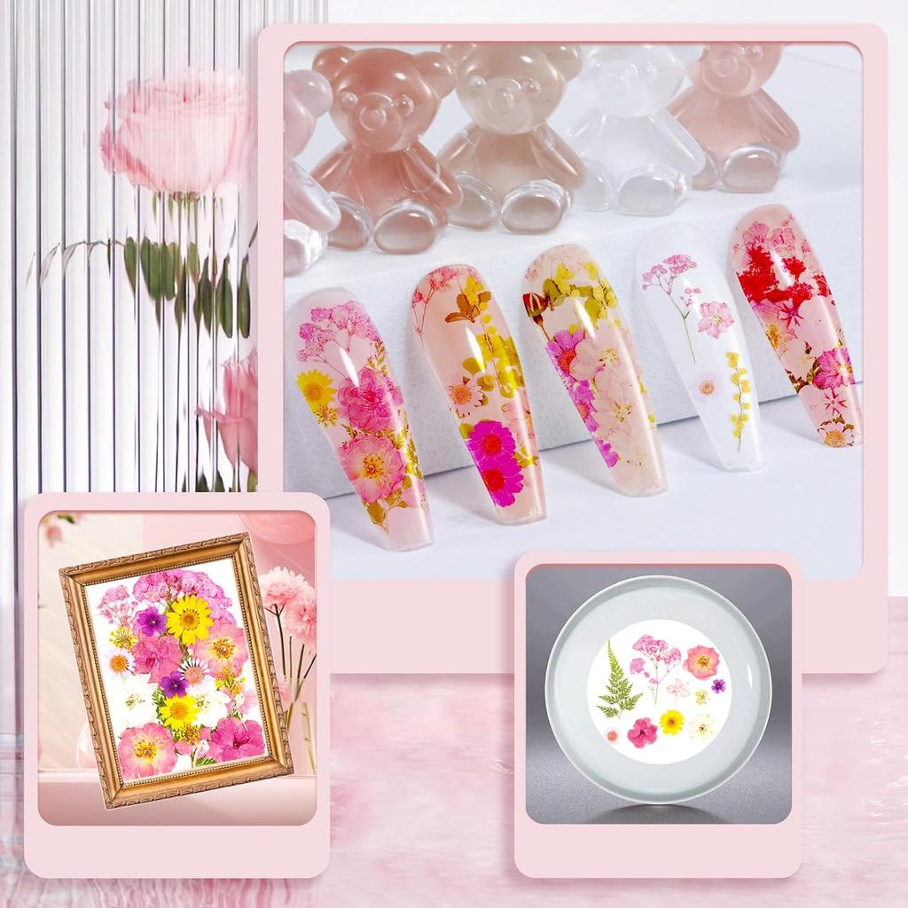 Pressed Flowers Bulk Dried Flowers for Crafts,Real Natural Pressed Flowers Dry Leaves Kit for Crafts Resin Mold Jewelry Candle Soap Making