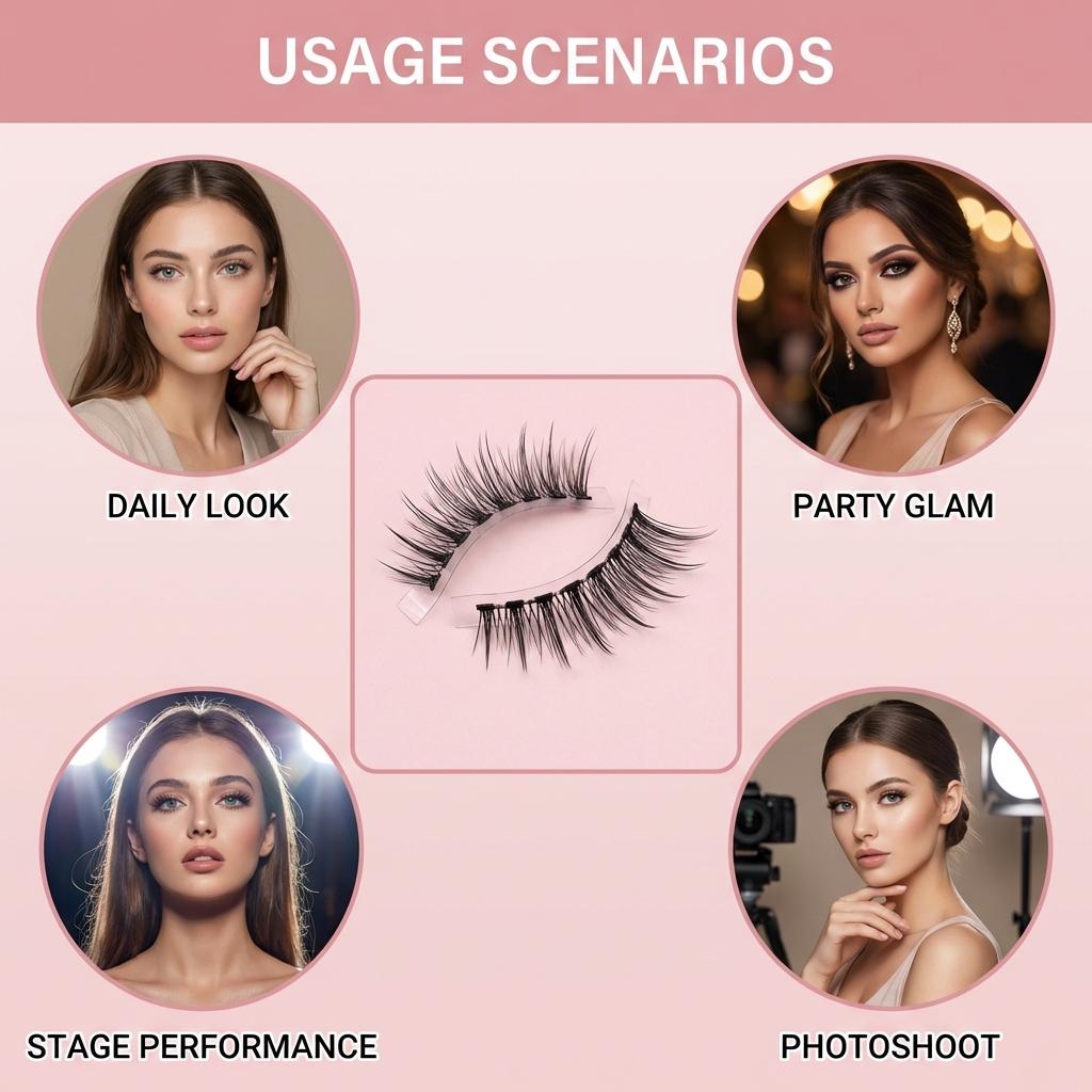Self Adhesive False Eyelashes for Women Natural Curly Lightweight Comfortable Stage and Daily Use