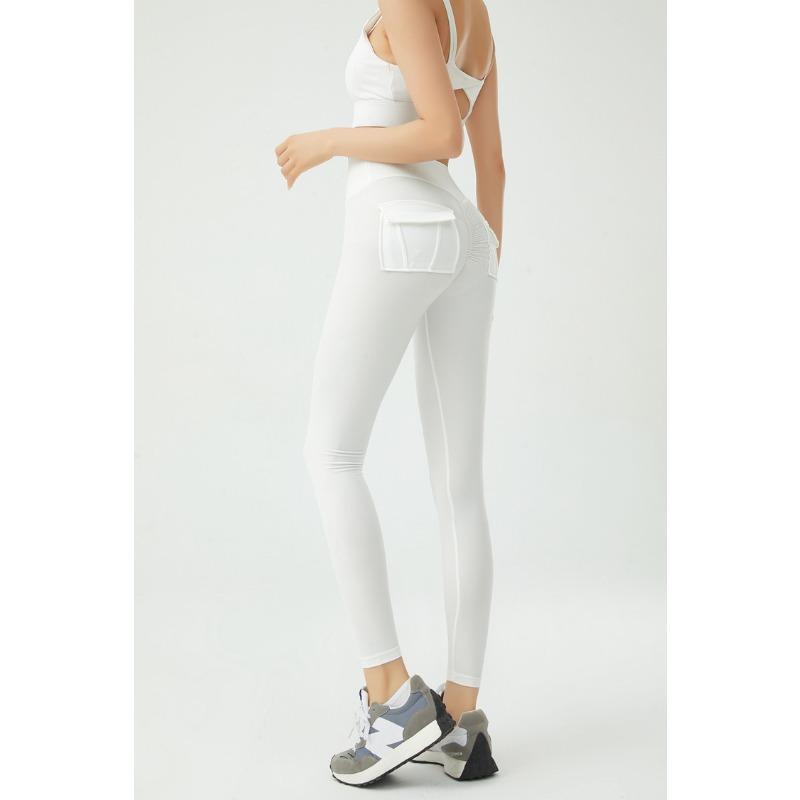 

Рабочая одежда, ветровые спортивные штаны для женщин с карманами, спортивные леггинсы, эластичные брюки с высокой талией, персиковые брюки, сексуальные брюки, обтягивающие леггинсы для женщин S белый