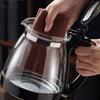 Black Thickened Glass Teapot with Stainless Steel Filter Large Capacity Press Type Tea Boiler with Lid 2000ml Practical